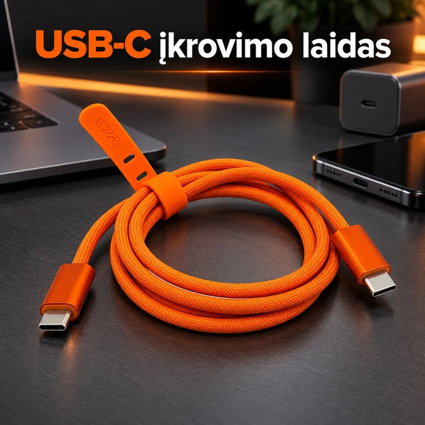 1M USB-C–USB-C greitojo įkrovimo laidas EZRA DC356-2 240 W