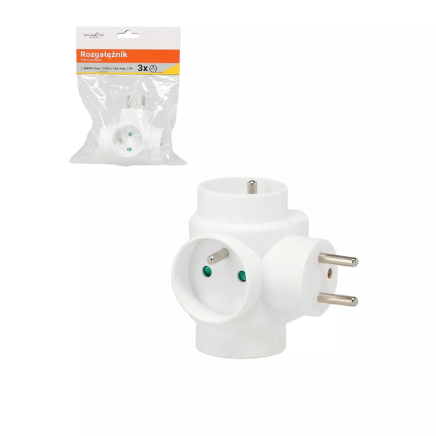 3 lizdų maitinimo adapteris, baltas
