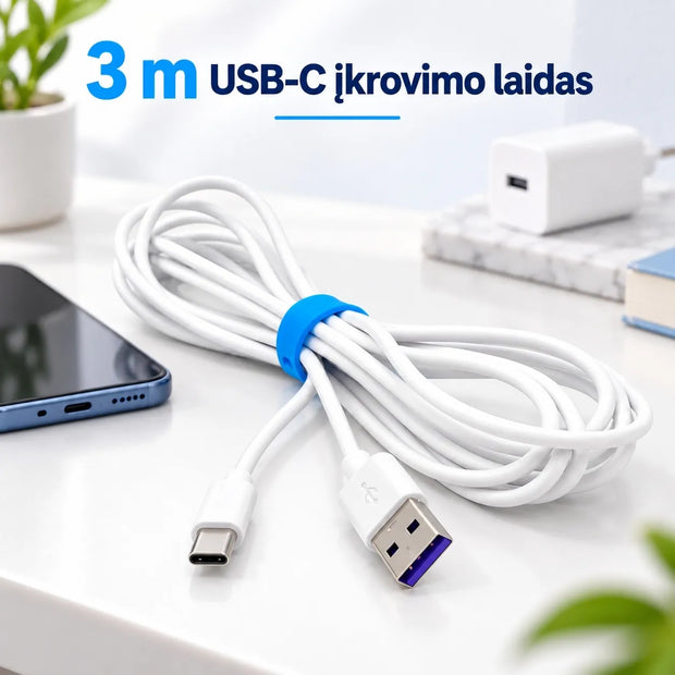 3M USB–USB-C įkrovimo ir duomenų perdavimo laidas ESDRAS