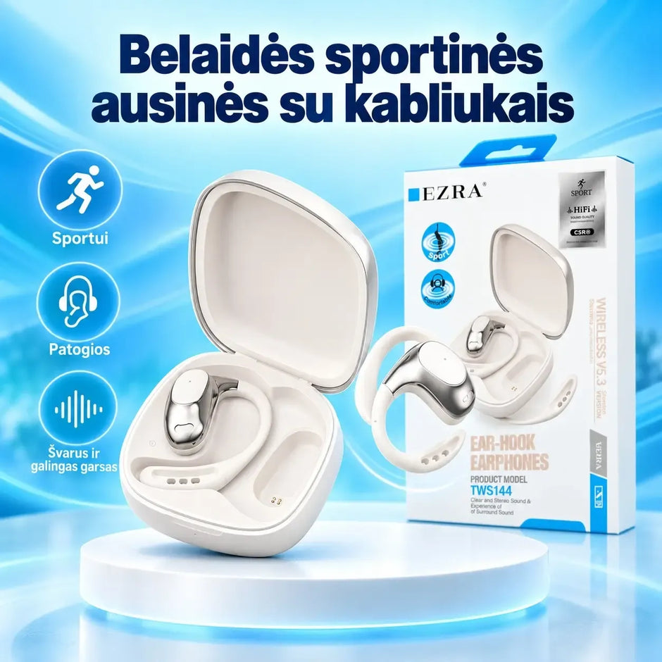 Belaidės ausinės su įkrovimo dėklu EZRA TWS143