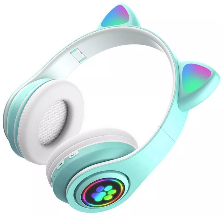 Belaidės ausinės Su LED Ausimis (Mėtinė)