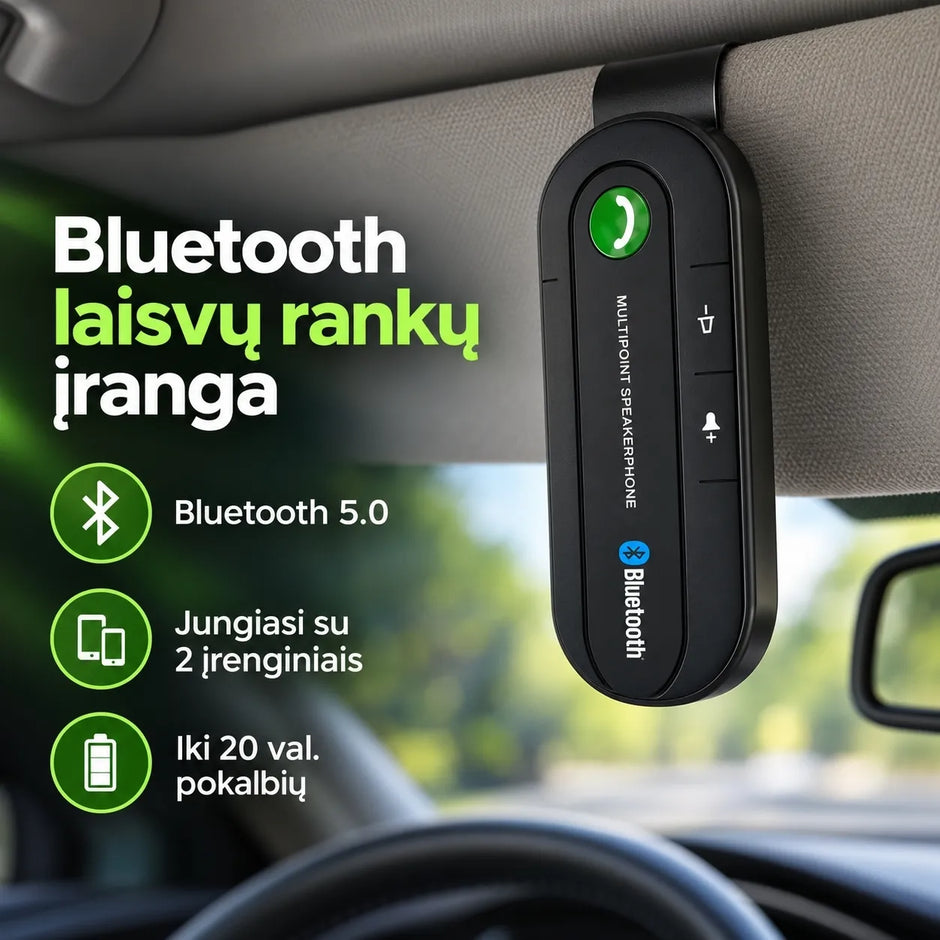 Bluetooth laisvų rankų įranga automobiliui
