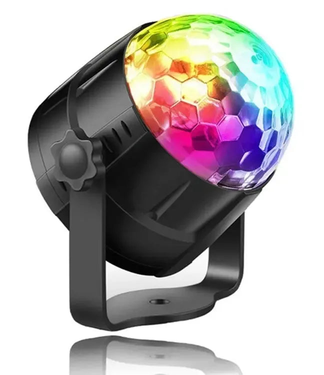 Diskotekų LED RGB šviesos efektų lempa su pulteliu