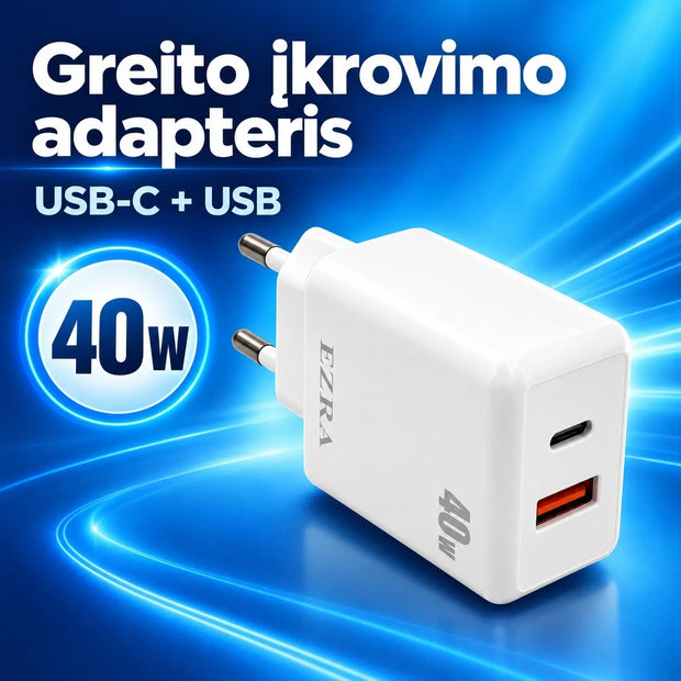 Greitojo įkrovimo adapteris EZRA HC176 40 W