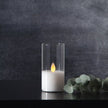 LED žvakė su tikro stiklo gaubtu, 10 cm