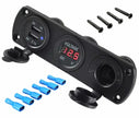 Montuojamas 12 V maitinimo lizdų skydelis su 2 USB jungtimis ir voltmetru
