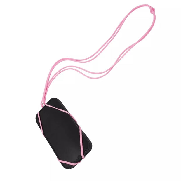 Telefono laikiklis su virvele ir kortelių kišenėle, rožinis