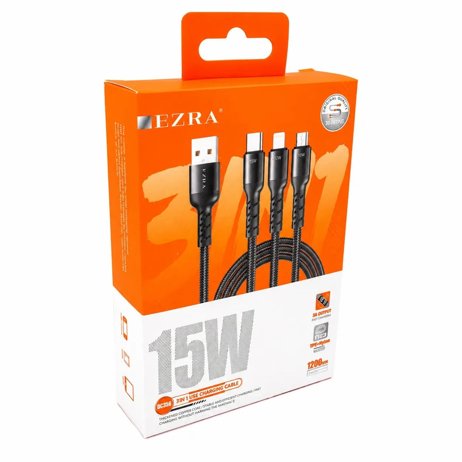Universalus 3 viename įkrovimo laidas EZRA DC302 15 W