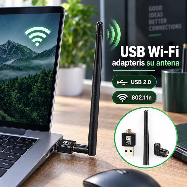USB Wi-Fi adapteris/antena 802.11n 300 Mbps TR2482