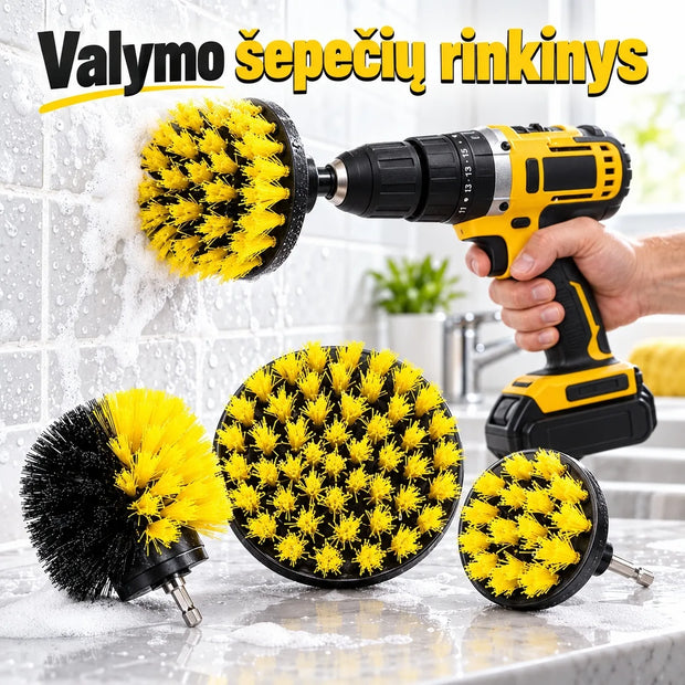 Valymo šepečių rinkinys gręžtuvui, 3 vnt.